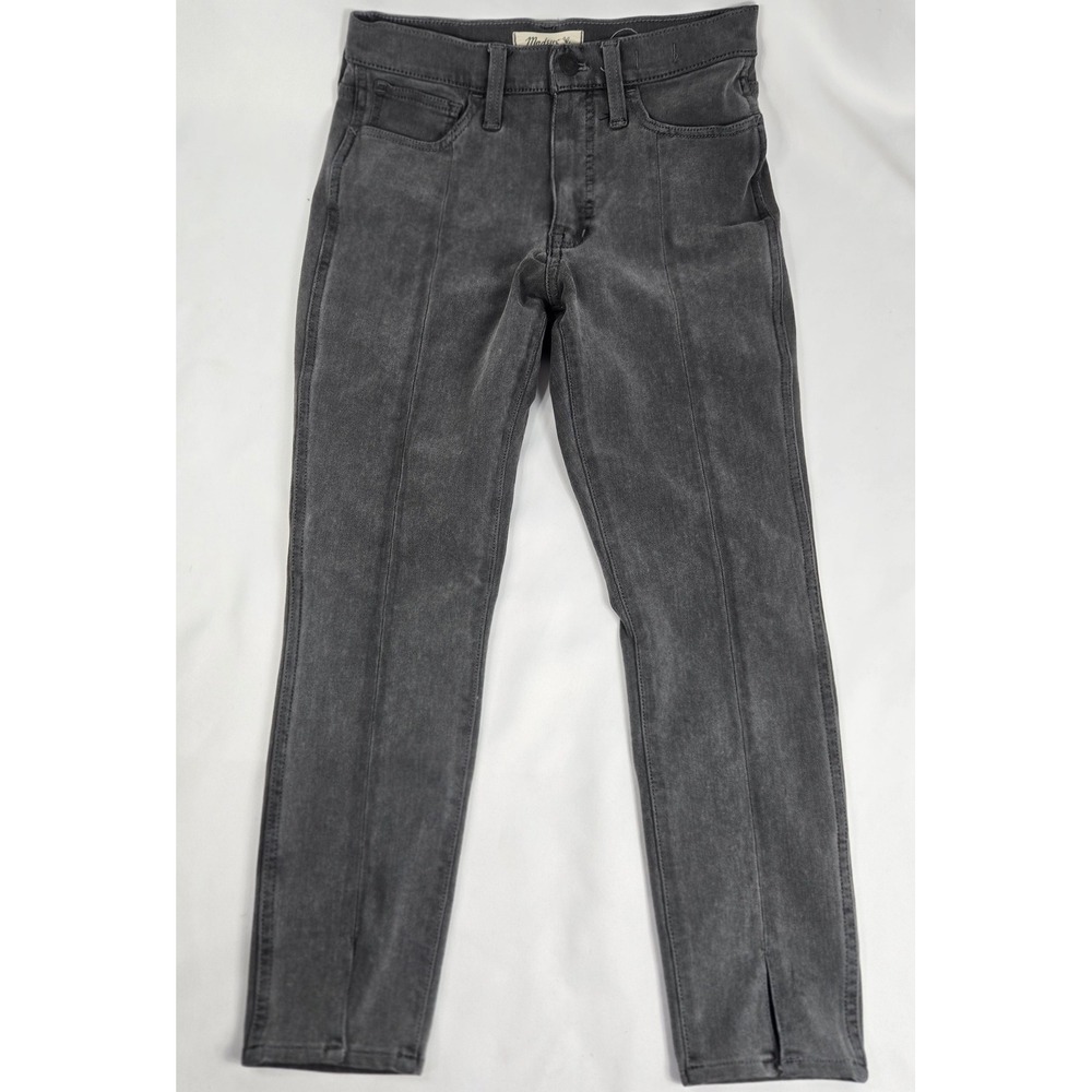 Madewell Roadtripper Jeggings Gray Wash High Rise Ankle Slit Jeans 26P 80s Rock